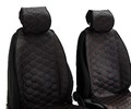 Универсальные защитные накидки передних сидений из перфорированной экокожи с одинарной цветной строчкой Соты_14