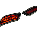 Заглушки в стиле двойного выхлопа Лексус Стайл красные с диодами и повторителем для Лада Приора 2 седан, хэтчбек_0