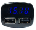 Вольтметр с синей подсветкой в прикуриватель 4 в 1 с функцией зарядного устройства USB_0