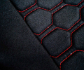 Обивка (не чехлы) сидений Recaro (черная ткань, центр из ткани на подкладке 10мм с цветной строчкой Соты) для ВАЗ 2108-21099, 2113-2115, 5-дверной Нива 2131_0