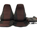 Обивка сидений (не чехлы) черная ткань, центр из ткани на подкладке 10мм с цветной строчкой Ромб, Квадрат для ВАЗ 2107_6