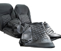 Обивка сидений (не чехлы) экокожа гладкая с цветной строчкой Соты под цельный задний ряд сидений для Лада Гранта FL в комплектациях Standard, Classic, Comfort_11