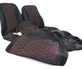 Обивка сидений (не чехлы) черная ткань, центр из ткани на подкладке 10мм с цветной строчкой Ромб, Квадрат для ВАЗ 2111, 2112_9