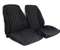 Обивка сидений (не чехлы) черная ткань, центр из ткани на подкладке 10мм с цветной строчкой Ромб, Квадрат для ВАЗ 2110_12
