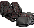 Обивка сидений (не чехлы) экокожа гладкая с цветной строчкой Соты для ВАЗ 2110_15