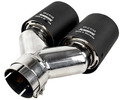 Раздвоенная насадка глушителя Akrapovic открытого типа из нержавеющей стали со скосом и накладками матовый карбон_9