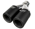 Раздвоенная насадка глушителя Akrapovic открытого типа из нержавеющей стали со скосом и накладками матовый карбон_7