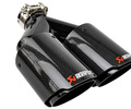 Раздвоенная насадка глушителя Akrapovic открытого типа из нержавеющей стали со скосом и накладками гланцевый карбон_0