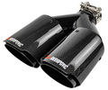 Раздвоенная насадка глушителя Akrapovic открытого типа из нержавеющей стали со скосом и накладками гланцевый карбон_6