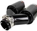 Раздвоенная насадка глушителя Akrapovic открытого типа из нержавеющей стали со скосом и накладками гланцевый карбон_8