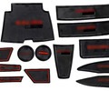 Комплект силиконовых черно-красных ковриков панели приборов и консоли для Лада Калина 2_7