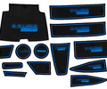 Комплект силиконовых черно-синих ковриков панели приборов и консоли для Лада Калина 2_7