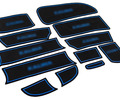 Комплект силиконовых черно-синих ковриков панели приборов и консоли для Лада Калина_0