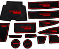 Комплект черно-красных силиконовых ковриков панели приборов и консоли нового образца для Лада Гранта FL_7