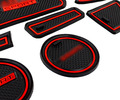 Комплект черно-красных силиконовых ковриков панели приборов и консоли нового образца для Лада Гранта FL_8