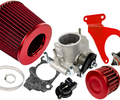 Комплект системы впуска MR нулевого сопротивления Красный (воздушный фильтр, фильтр картерных газов, красный кронштейн, дроссельная заслонка 46мм, прокладка, датчик положения заслонки, РХХ) для 16 кл ВАЗ 2110-2112, 2113, 2114, Лада Приора, Калина, Гранта_0