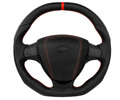 Анатомический руль в стиле Приоры полностью обшитый экокожей с красной строчкой и черной лаковой вставкой для ВАЗ 2110-2112 с европанелью, Лада Приора, Калина, Гранта, Нива Тревел, Шевроле Нива_7