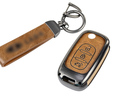 Алюминиевый чехол ключа Sal-Man с брелоком (коричневый с текстурой кожи) для Лада Веста, Икс Рей, Ларгус FL, Лада Гранта FL 2018-2023 г.в._0