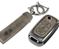 Алюминиевый чехол ключа Sal-Man с брелоком (серый с текстурой кожи) для Лада Веста, Икс Рей, Ларгус FL, Лада Гранта FL 2018-2023 г.в._0
