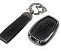 Алюминиевый чехол ключа Sal-Man с брелоком (черный с текстурой кожи) для Лада Ларгус_0