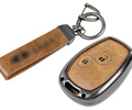Алюминиевый чехол ключа Sal-Man с брелоком (коричневый с текстурой кожи) для Лада Ларгус_0