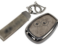 Алюминиевый чехол ключа Sal-Man с брелоком (серый с текстурой кожи) для Лада Ларгус_0