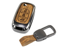 Выкидной ключ замка зажигания без чипа с алюминиевым чехлом (текстура коричневого дерева) для Лада Веста, Икс Рей, Ларгус FL_13