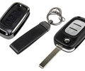 Выкидной ключ замка зажигания с чипом с алюминиевым чехлом (черный с текстурой кожи) для Лада Веста, Икс Рей, Ларгус FL_0