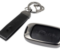 Выкидной ключ замка зажигания с чипом с алюминиевым чехлом (черный с текстурой кожи) для Лада Веста, Икс Рей, Ларгус FL_12