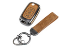 Выкидной ключ замка зажигания с чипом с алюминиевым чехлом (коричневый с текстурой кожи) для Лада Веста, Икс Рей, Ларгус FL_14