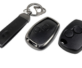 Корпус ключа зажигания без чипа с алюминиевым чехлом (черный с текстурой кожи) для Лада Ларгус_0