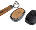 Корпус ключа зажигания без чипа с алюминиевым чехлом (коричневый с текстурой кожи) для Лада Ларгус_0
