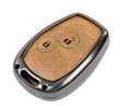 Корпус ключа зажигания без чипа с алюминиевым чехлом (коричневый с текстурой кожи) для Лада Ларгус_18