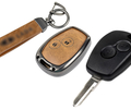 Корпус ключа зажигания с жалом (без чипа) с алюминиевым чехлом (коричневый с текстурой кожи) для Лада Ларгус_0