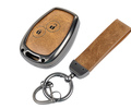 Корпус ключа зажигания с жалом (без чипа) с алюминиевым чехлом (коричневый с текстурой кожи) для Лада Ларгус_15