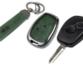 Корпус ключа зажигания с жалом (без чипа) с алюминиевым чехлом (зеленый с текстурой кожи) для Лада Ларгус_0