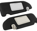 Солнцезащитные козырьки в экокоже с черной строчкой (2 зеркала, светлые кроншнейны) для Лада Веста, Веста NG_11