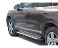 Защита порогов ТехноСфера Бумер алюминиевая с резинкой для Volkswagen Touareg 2010-2014 и 2016 г.в._0