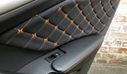 Мягкие подлокотники передних и задних дверей 3.0 с оранжевой строчкой для Лада Веста