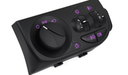 Пересвеченный в фиолетовый блок управления светом с кнопками включения ПТФ для Лада Приора в комплектации Люкс