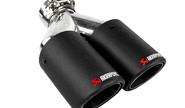 Раздвоенная насадка глушителя akrapovic открытого типа из нержавеющей стали со скосом и накладками матовый карбон