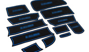 Комплект силиконовых черно-синих ковриков панели приборов и консоли для Лада Калина