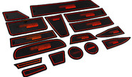 Комплект силиконовых черно-красных ковриков панели приборов и консоли для Лада Гранта