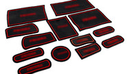 Комплект силиконовых черно-красных ковриков панели приборов и консоли для Лада Приора 1 (2007-2012)