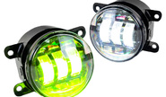 Диодные ПТФ sal-man lime двухцветные (бело-синий 6000К и Лайм) 50w 4600lux для Лада Гранта fl, Веста, Веста ng, Икс Рей, Нива Урбан, Ларгус fl, Рено
