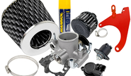 Комплект системы впуска mr нулевого сопротивления под Карбон (воздушный фильтр, фильтр картерных газов, красный кронштейн, масляная пропитка, дроссельная заслонка 46мм, прокладка, датчик положения заслонки, РХХ) для 8-клапанных ВАЗ 2108-21099, 2110-2112, 2113-2115, Лада Приора, Калина, Гранта