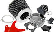 Комплект системы впуска mr нулевого сопротивления под Карбон (воздушный фильтр, фильтр картерных газов, красный кронштейн, дроссельная заслонка 52мм, прокладка, датчик положения заслонки, РХХ) для 16-клапанных ВАЗ 2110-2112, 2113, 2114, Лада Приора, Калина, Гранта