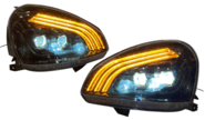 Комплект фар c bi-led линзами, встроенными ДХО с функцией поворотника и плавным розжигом для Лада Приора
