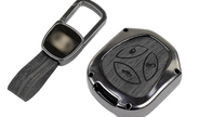 Алюминиевый чехол ключа sal-man с брелоком (текстура черного дерева) для Лада Приора, Калина, Калина 2, Гранта, Гранта fl до 2019 г.в. и с 2023 г.в., Датсун