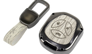 Алюминиевый чехол ключа sal-man с брелоком (текстура серого дерева) для Лада Приора, Калина, Калина 2, Гранта, Гранта fl до 2019 г.в. и с 2023 г.в., Датсун